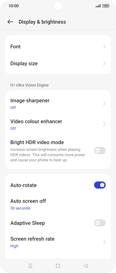 Press Auto screen off.