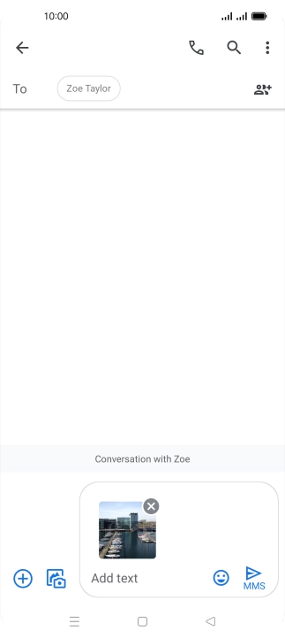 Press the text input field and write the text for your picture message.