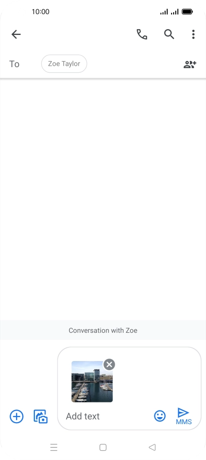 Press the text input field and write the text for your picture message.