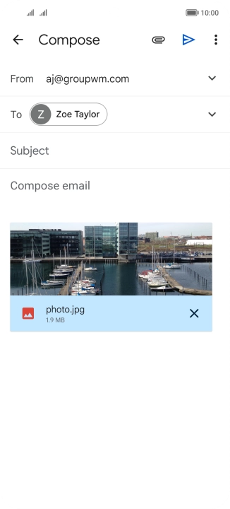 Press Subject and write the subject of your email message.