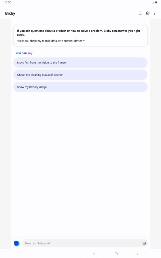 More examples of voice control commands are now displayed.