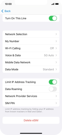 Press Delete eSIM and follow the instructions on the screen to delete your eSIM.