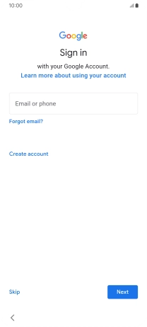 Press Email or phone and key in the username for your Google account.