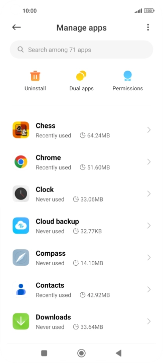 Press the required app.