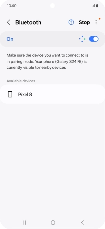 Press the required Bluetooth device and follow the instructions on the screen to pair the device with your phone.