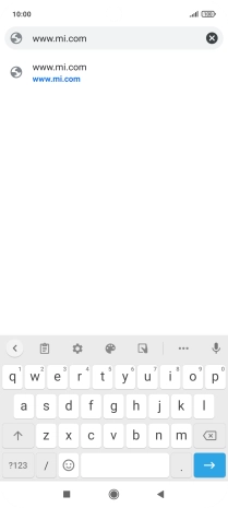 Key in the address of the required web page and press arrow right.