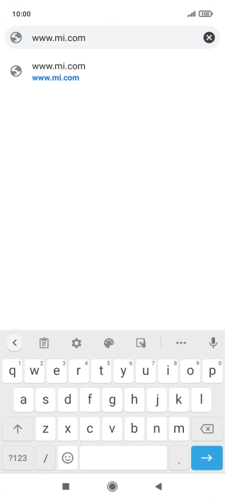 Key in the address of the required web page and press arrow right.