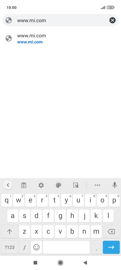 Key in the address of the required web page and press arrow right.