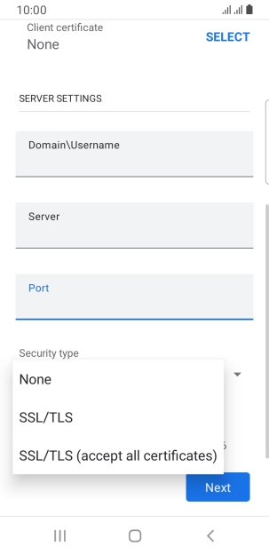 Press the required setting.