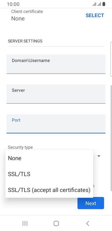 Press the required setting.