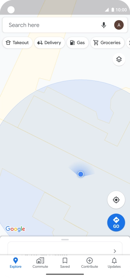 Press the search field and key in the required destination.