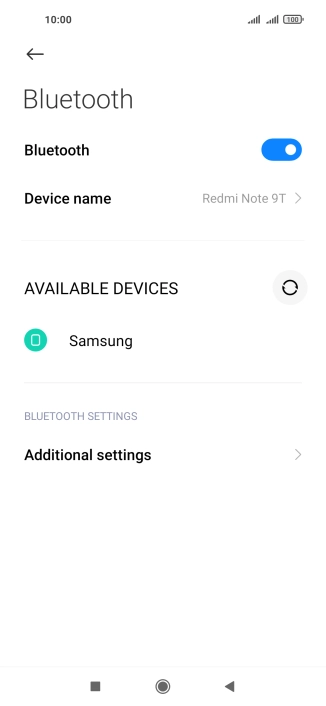 Press the required Bluetooth device.