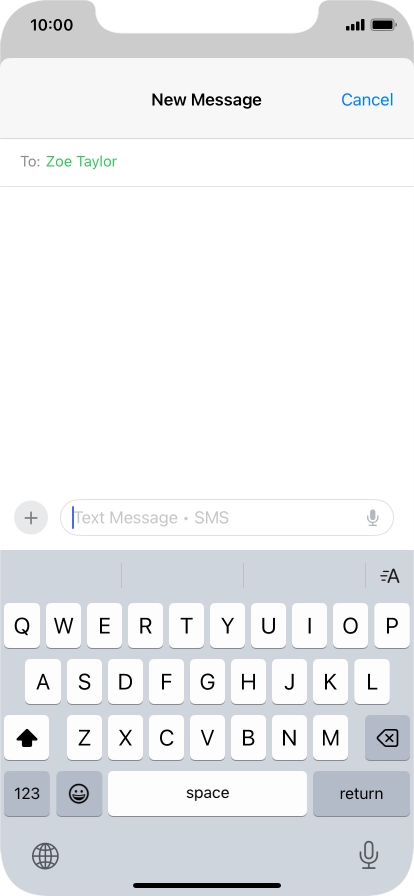 Press the microphone icon and say the required text.