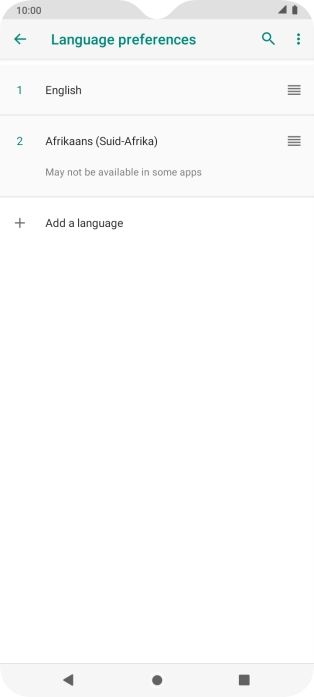 To select the new language as the default language, press the move icon next to the required language and drag it to the top of the list.