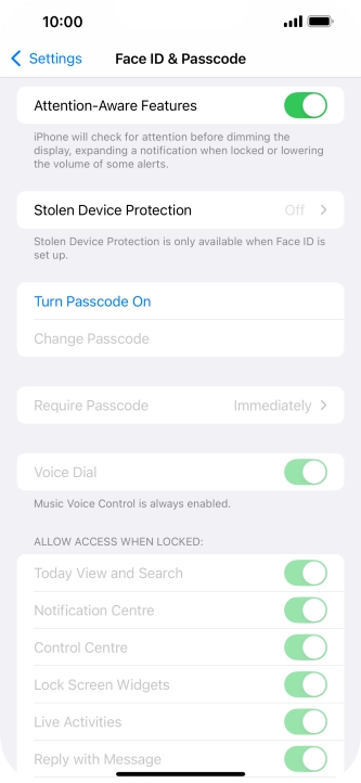 Press Turn Passcode On and key in a phone lock code of your own choice twice.
