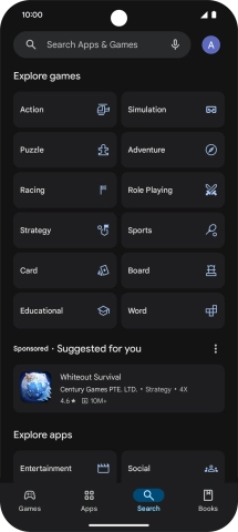 Press the search field.