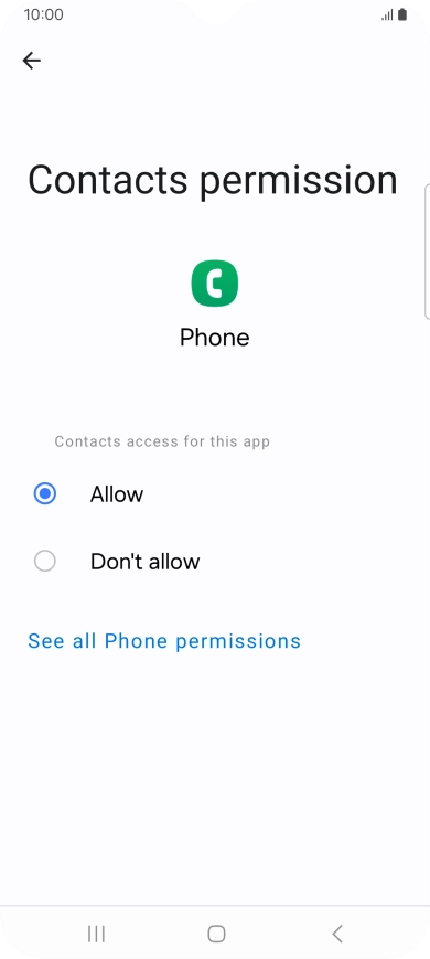 Press the required setting.