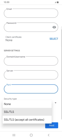 Press the required setting.