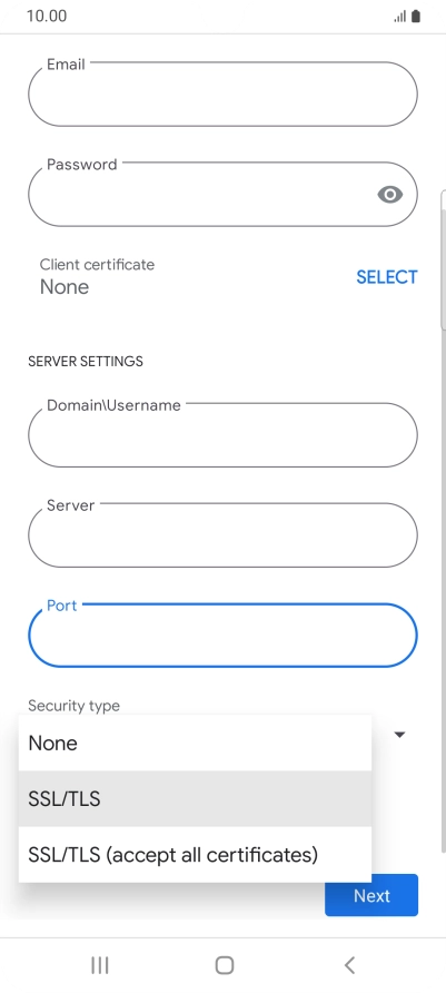 Press the required setting.