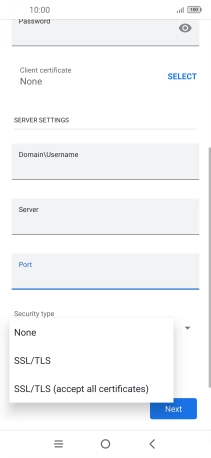 Press the required setting.