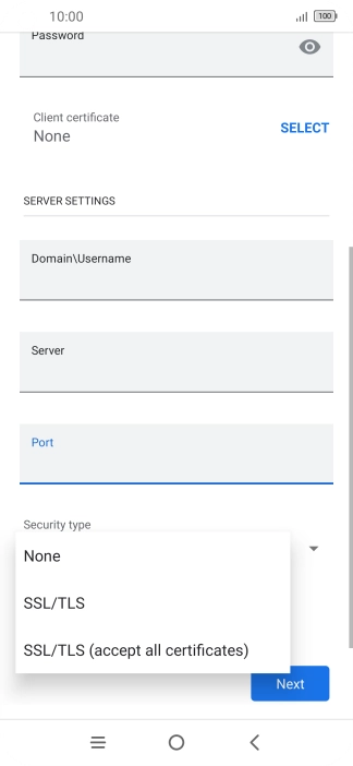 Press the required setting.