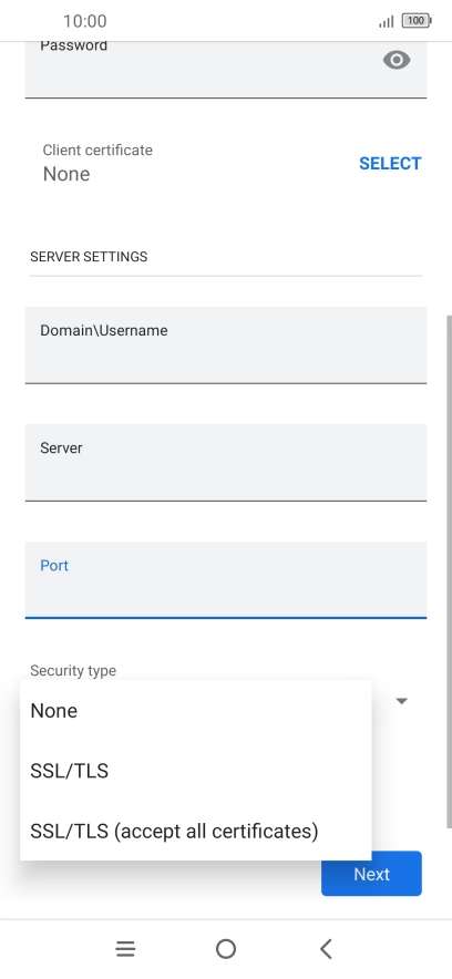 Press the required setting.