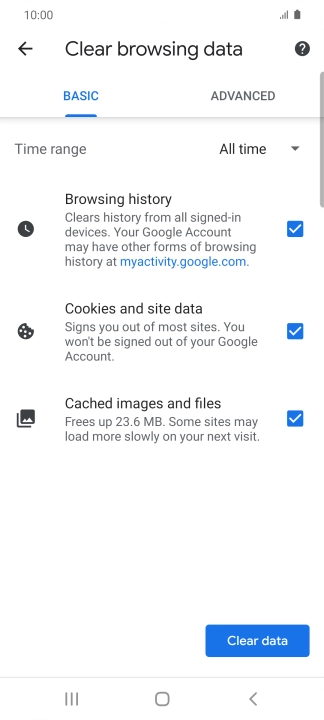 Press the fields next to the required data types.