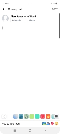Write the required text and press POST.