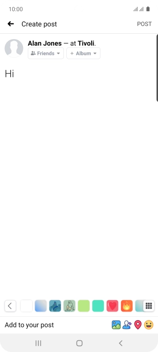 Write the required text and press POST.