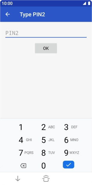 Press PIN2 and key in your PIN2. The default PIN2 is 1111.