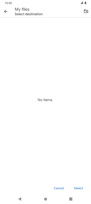 To create a new folder, press the new folder icon and follow the instructions on the screen to create a new folder.