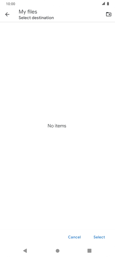 To create a new folder, press the new folder icon and follow the instructions on the screen to create a new folder.