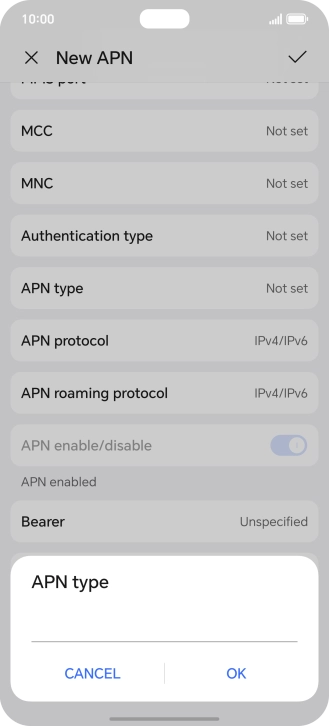 Key in default and press OK.