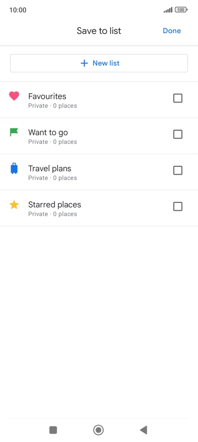 If you select New list, follow the instructions on the screen to create a new list.