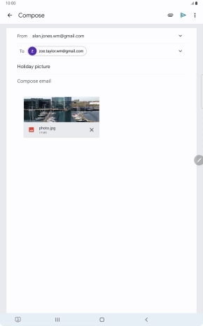 Press the text input field and write the text for your email message.