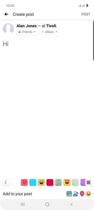 Write the required text and press POST.