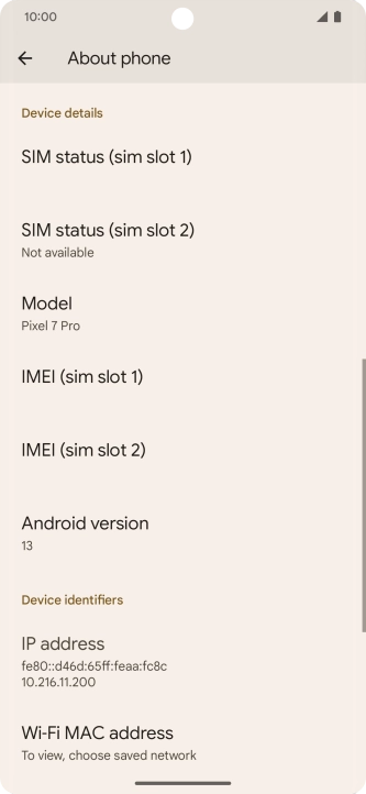 Press SIM status (sim slot 2).