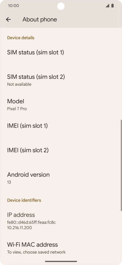Press SIM status (sim slot 2).