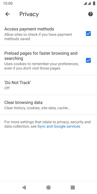 Press Clear browsing data.