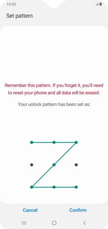 Repeat the selected phone lock code and press Confirm.