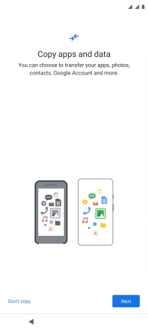 You can transfer the contents of another phone to your phone when it's activated for the first time and after a factory reset. When this screen is displayed, your phone is ready to transfer contents from another phone.