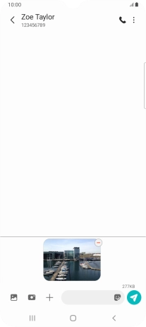 Press the text input field and write the text for your picture message.