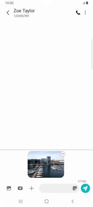 Press the text input field and write the text for your picture message.