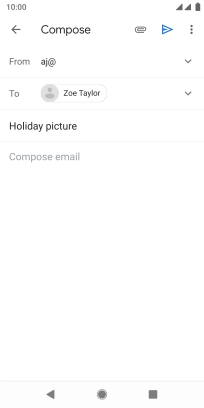 Press the text input field and write the text for your email message.