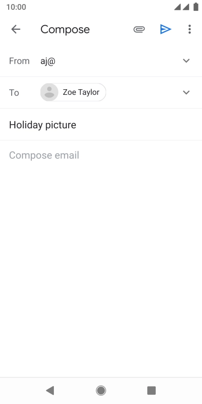 Press the text input field and write the text for your email message.