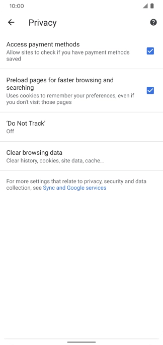 Press Clear browsing data.