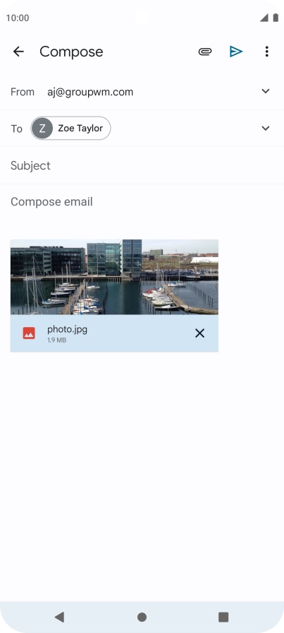 Press Subject and write the subject of your email message.