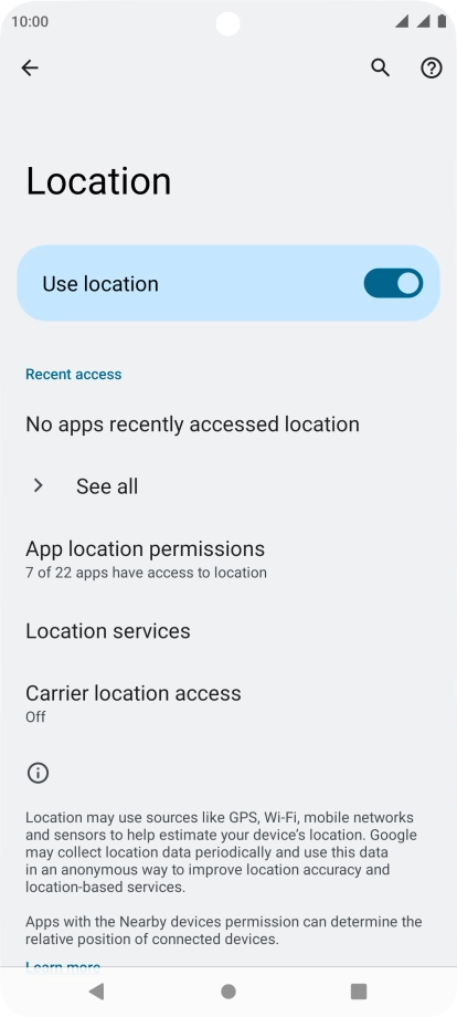 Press App location permissions.