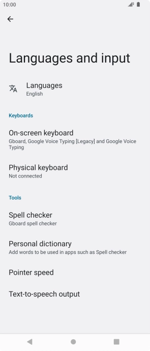 Press Languages.