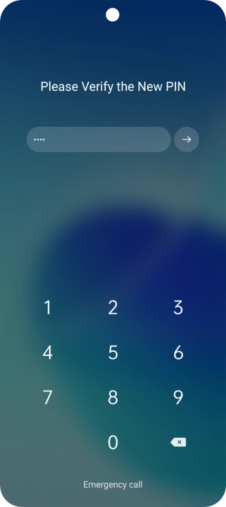 Key in the new PIN again and press arrow right.